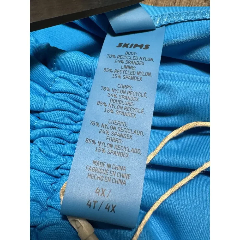 Skims Ruched Mini Skirt Womens Sz 4X Blue Nylon Stretch Pull On Swimwear Beach